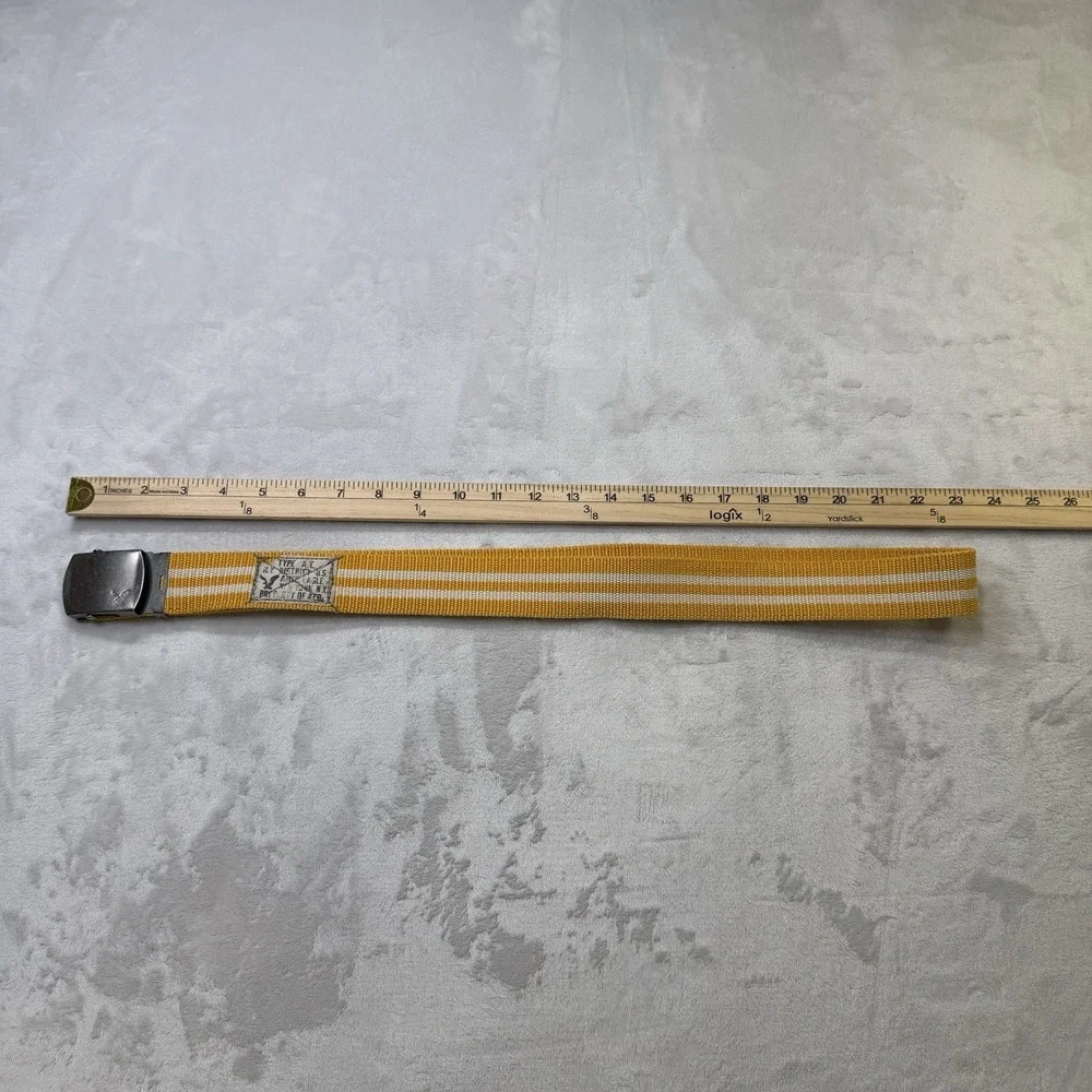 Vintage American‎ Eagle Web Belt Yellow Stripe Military Style